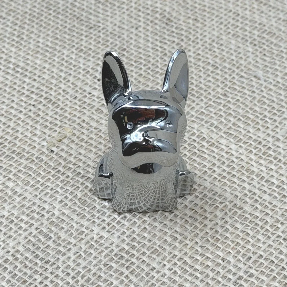 Umbra French Bulldog Ring Holder Chrome Silver Metal Dog Figurine Jewelry Stand